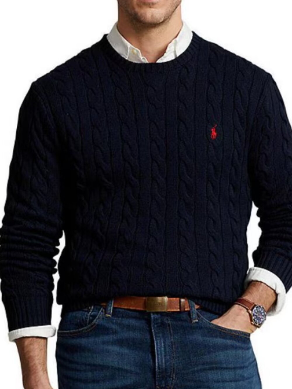 Polo Ralph Lauren Big & Tall Cable Knit Cotton Sweater
